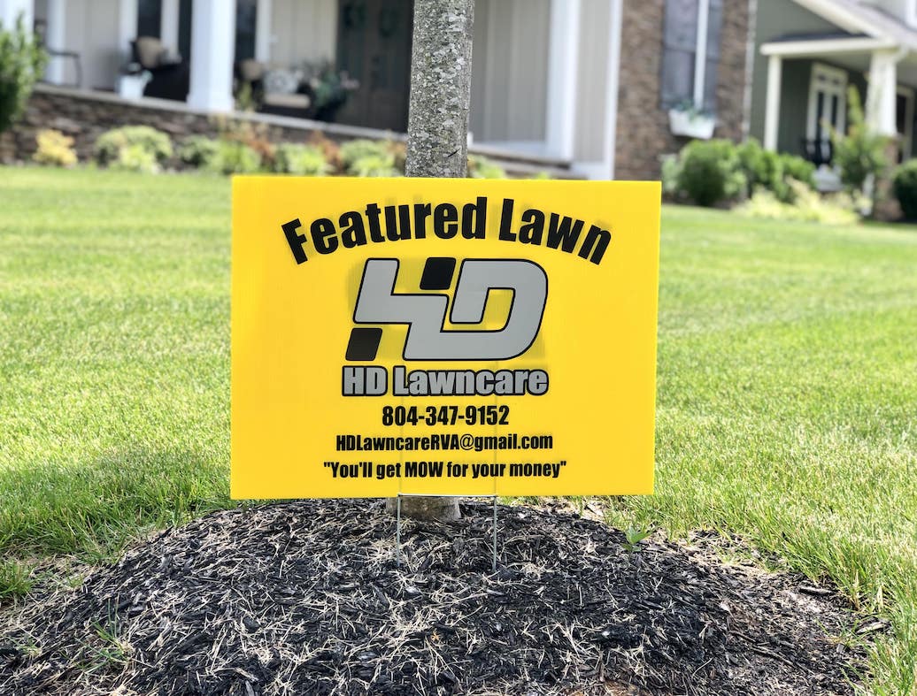 HD Lawncare featured lawn sign