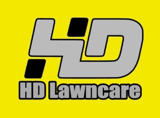 HD Lawncare logo with yellow background